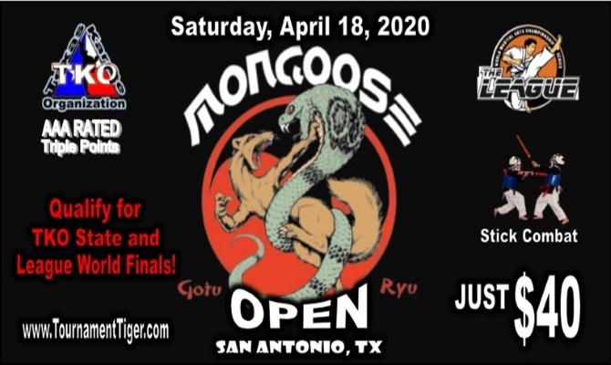 Mongoose Open 2020 TKO Qualifier on TournamentTiger - Tournament software by martial artists for martial artists.